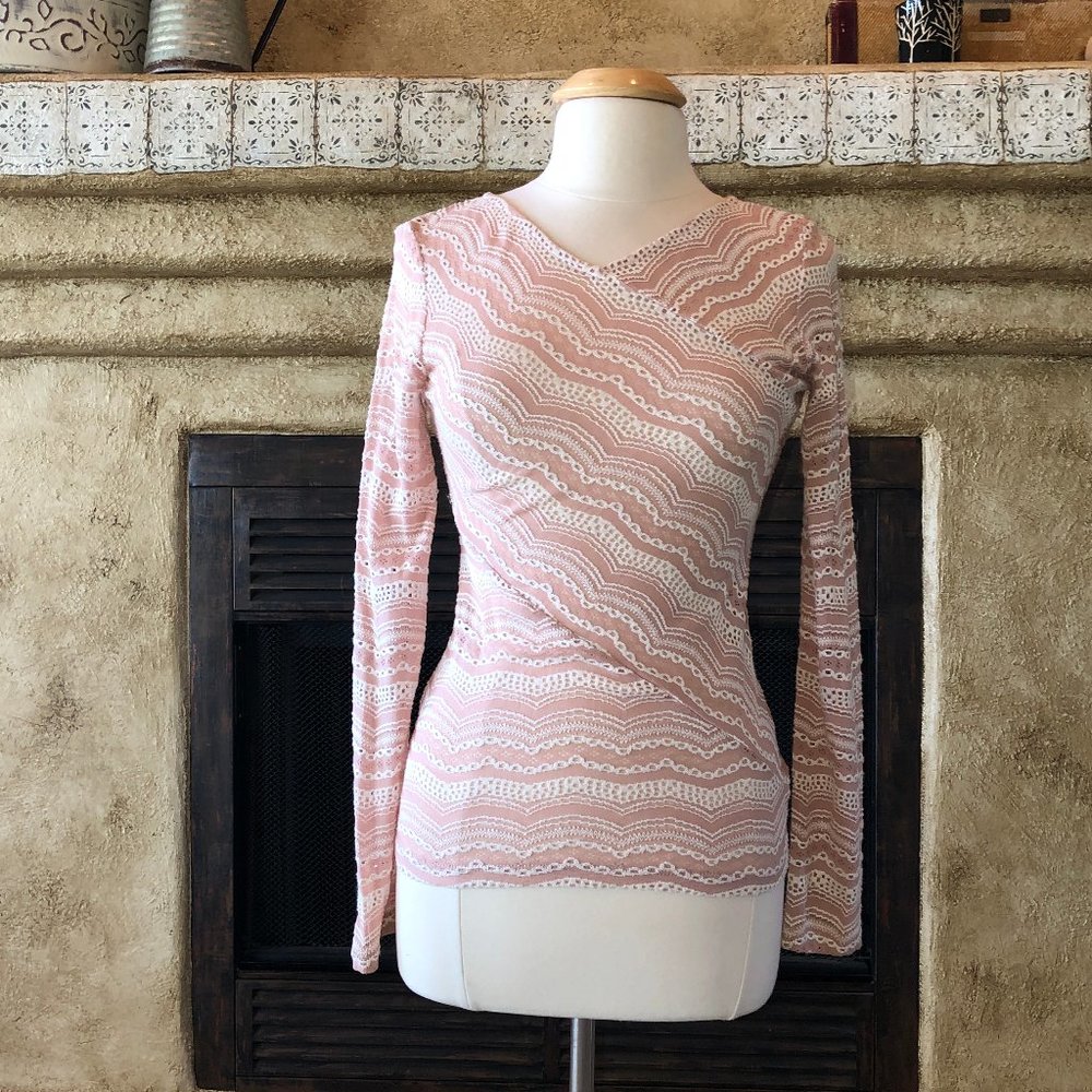 Pink stretchy designer lace criss-cross Top